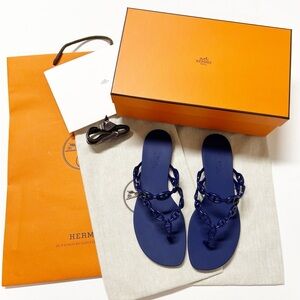 Hermes Paris Womens Violet Iris Chaine d'Ancre TPU Island Sandal Size 37